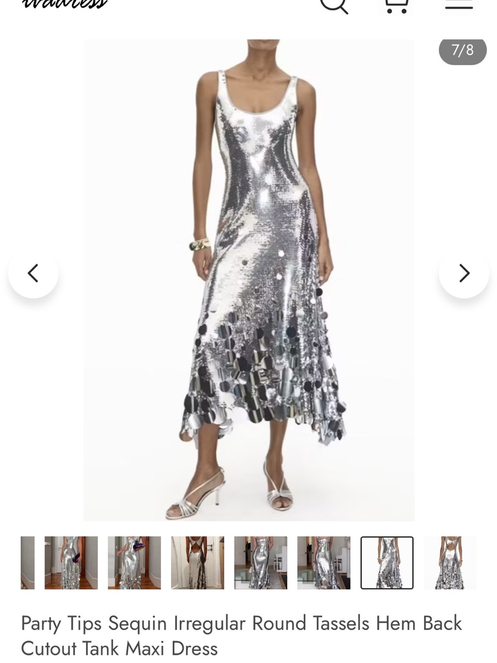 Silver Sequin Gown - Elegant Sparkle - Picture 7 of 8
